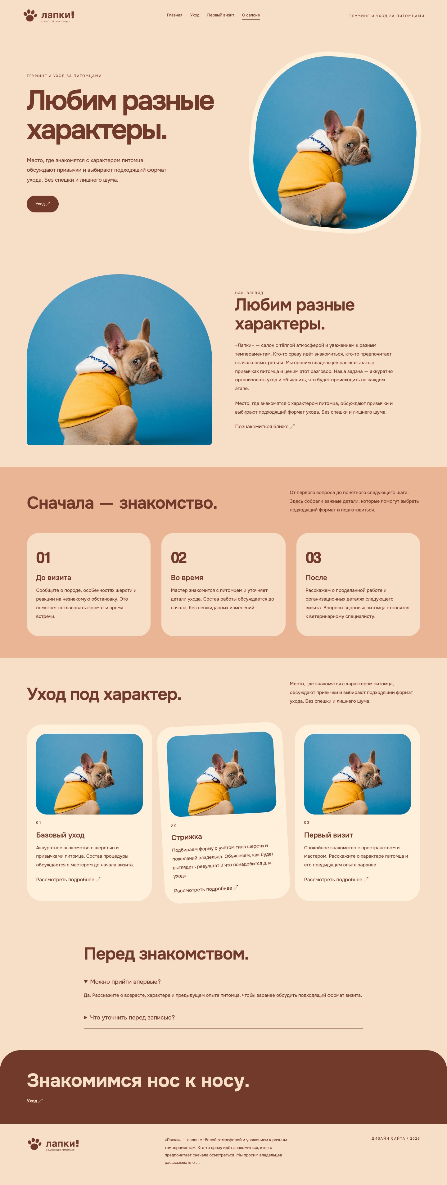Сайт «лапки! — дизайн сайта» — О салоне